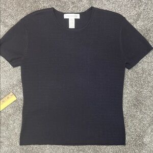 Vintage Jones New York Wool Fine Knit Short Sleeve Sweater Top Size Large